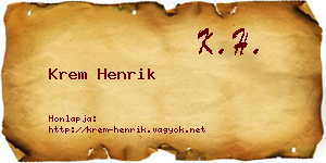 Krem Henrik névjegykártya